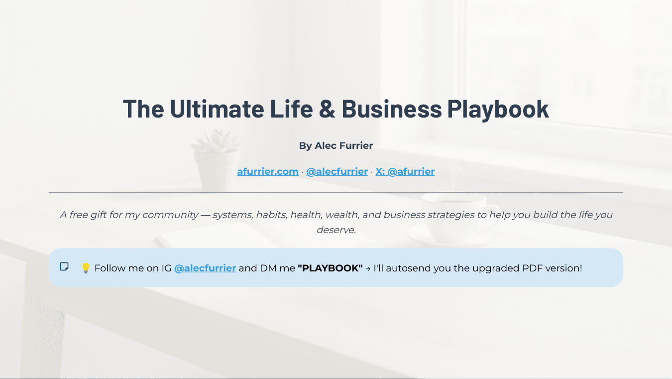 Cover preview of The Ultimate Life and Business Playbook by Alec Furrier